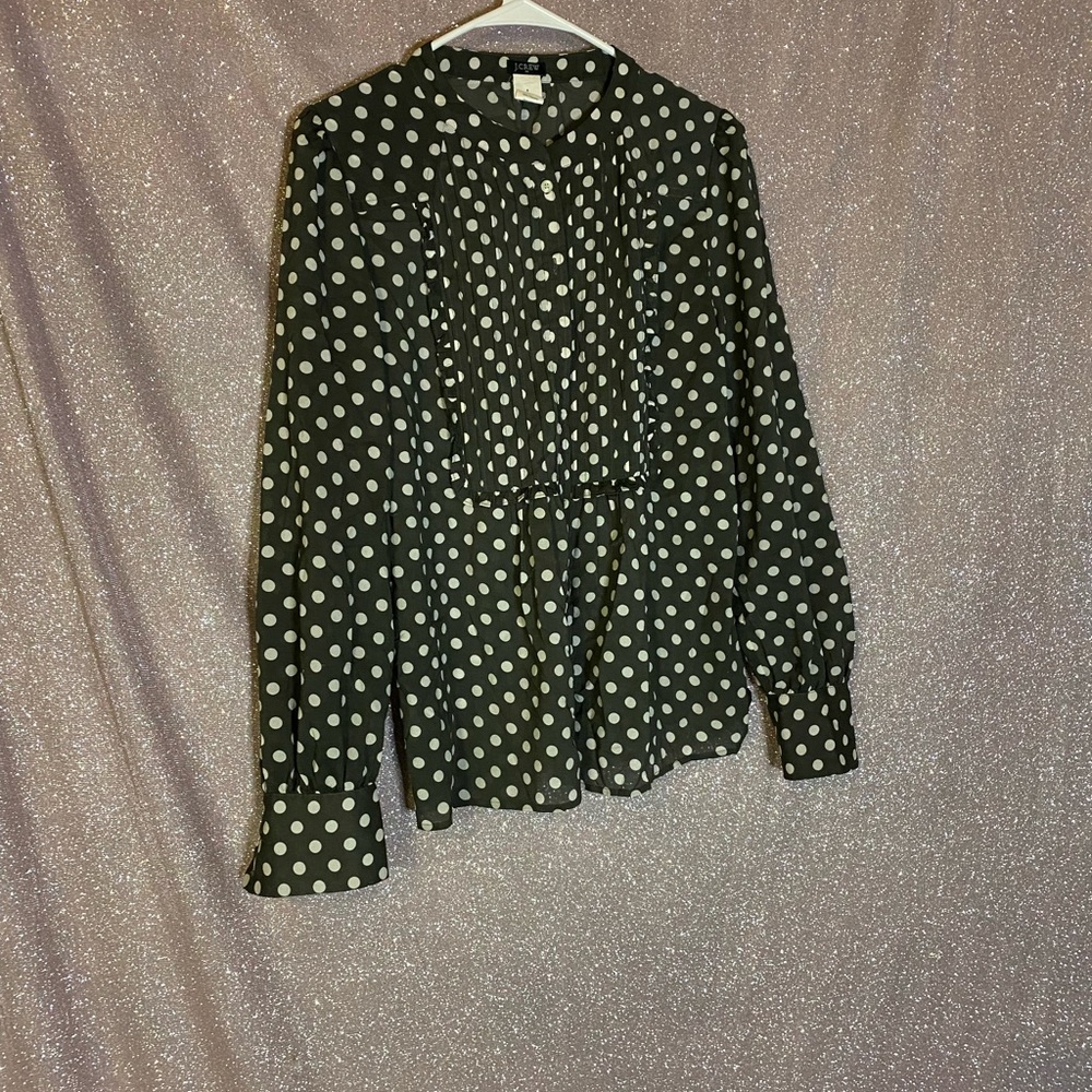 Grey and White Polkadot Blouse